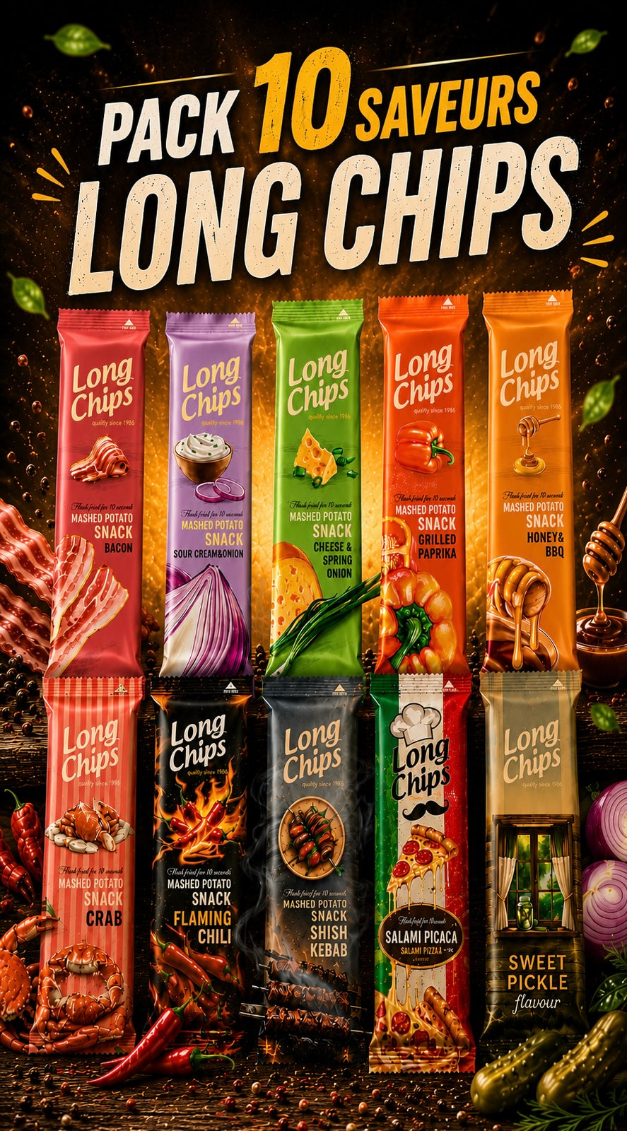 Pack Long chips 10 saveurs