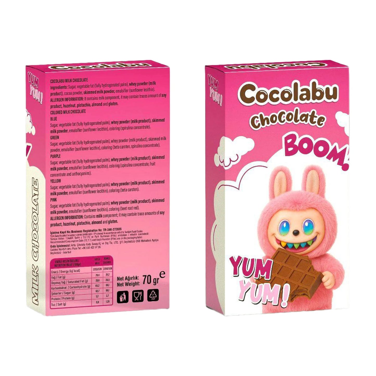 Tablette chocolat rose labubu (à l'unité)