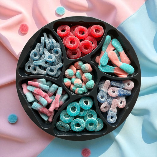 Plateau bonbons bleu et rose