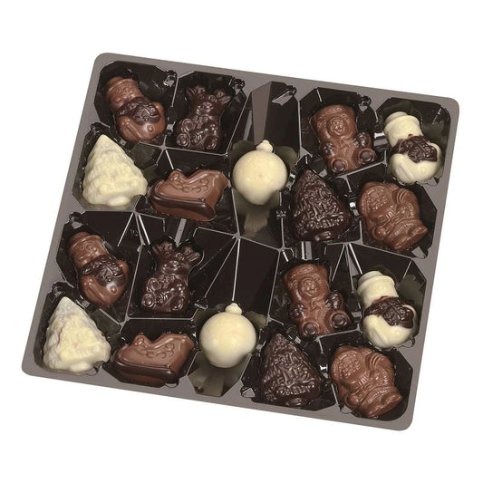Assortiment de chocolats au lait, noir et blanc, fourrés praliné (lot de 5)